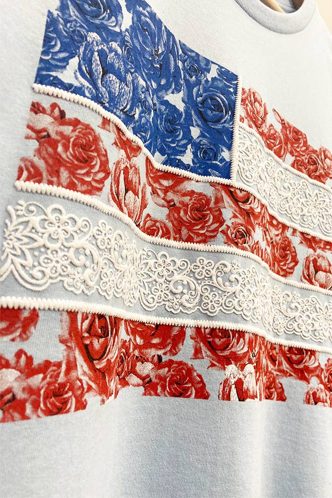 America Flag Puff-Print Tee