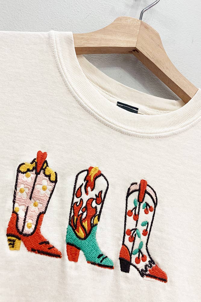 Embroidered Western Boots Tee